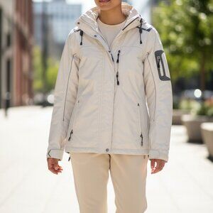 Calvin Klein Performance Waterproof Breathable Shell Jacket Medium Beige With Ho